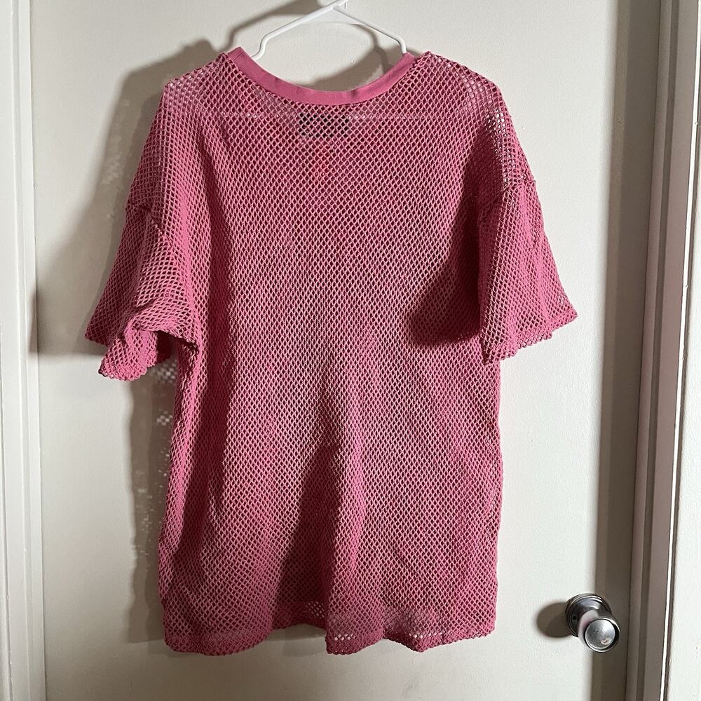 Barbie x forever 21 Pink Net Shirt Top Swim Cover Up Sporty Barbiecore XL - Picture 5 of 9